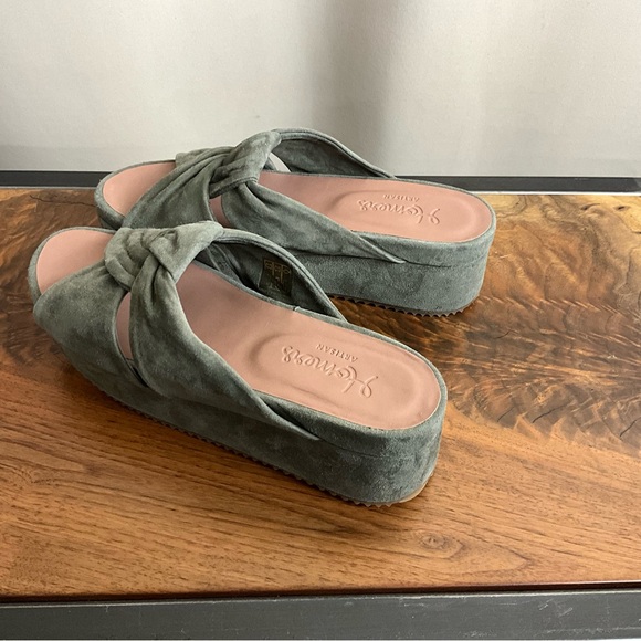 Green Suede Leather Platform Slide Sandal, New in Box - Picture 8 of 10